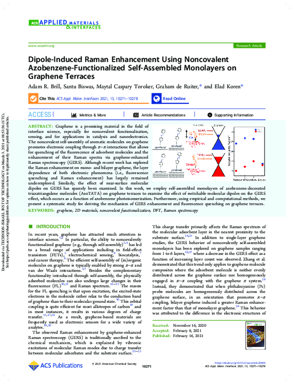 (PDF) Dipole-Induced Raman Enhancement Using Noncovalent Azobenzene ...