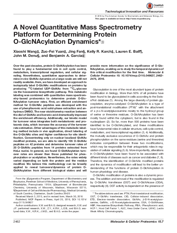 (PDF) A novel quantitative mass spectrometry platform for determining ...