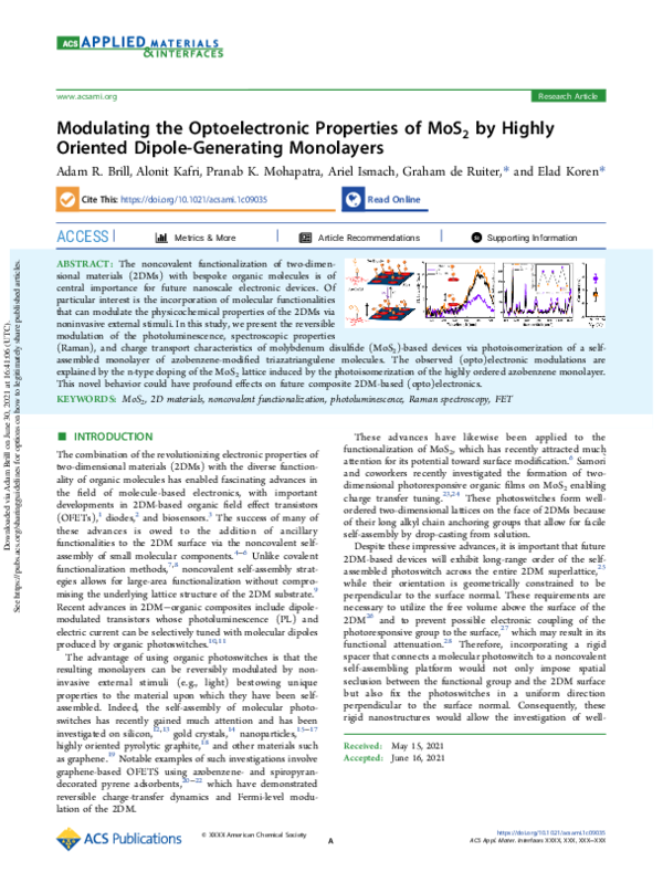 (PDF) Modulating the Optoelectronic Properties of MoS 2 by Highly ...