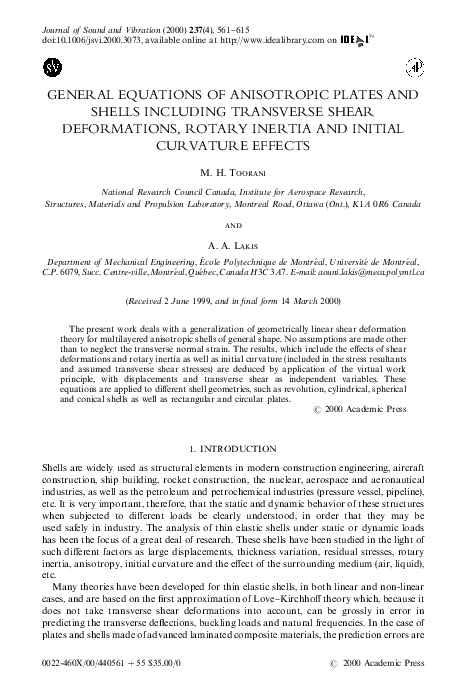 (PDF) General Equations of Anisotropic Plates and Shells Including ...