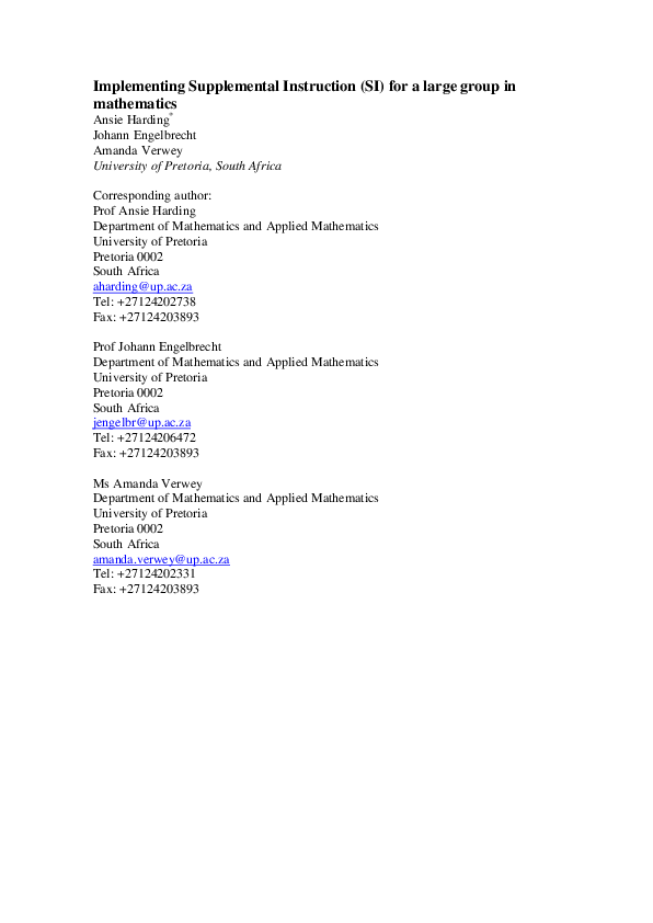 (PDF) Implementing supplemental instruction for a large group in ...