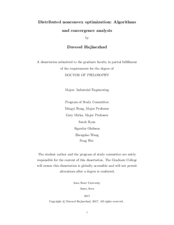 (PDF) Distributed nonconvex optimization: Algorithms and convergence ...