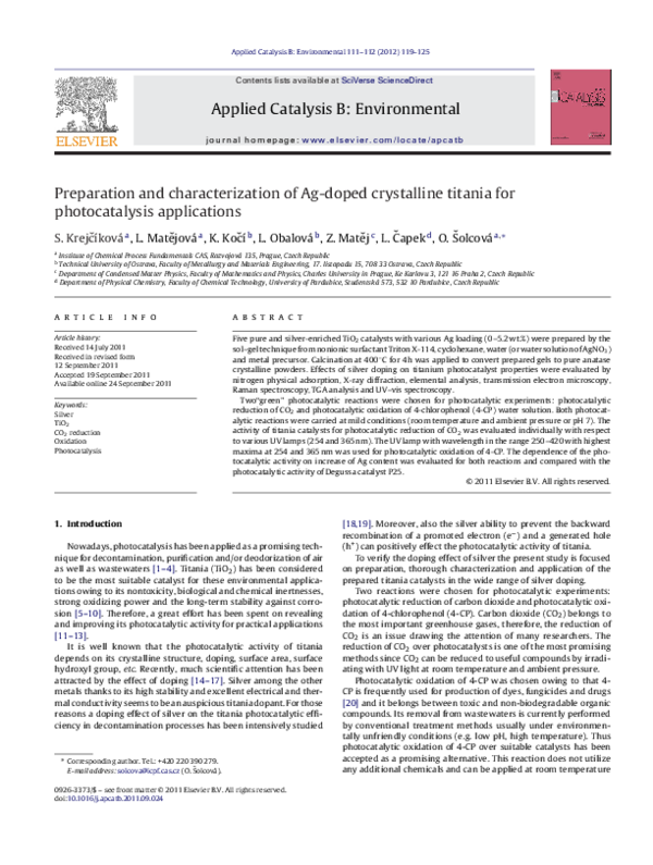 (PDF) Preparation and characterization of Ag-doped crystalline titania ...