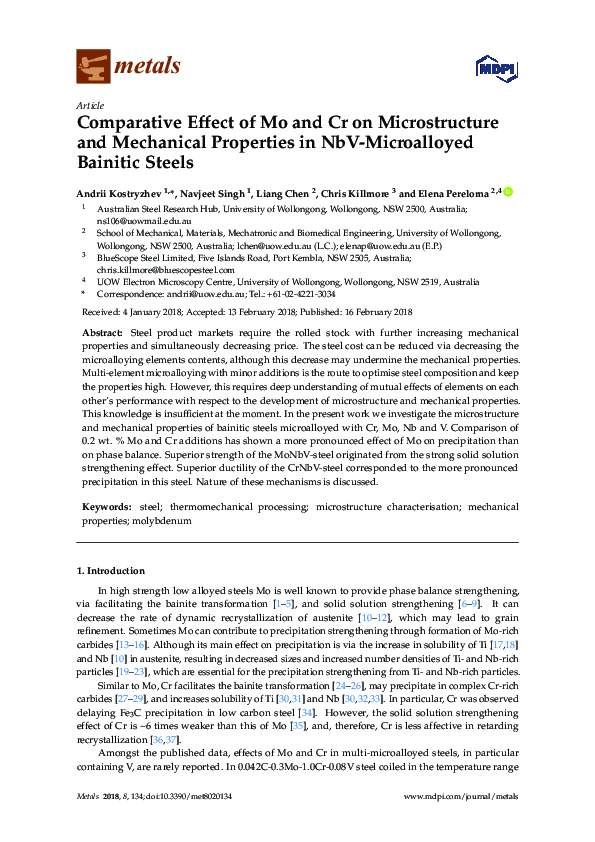 (PDF) Comparative Effect of Mo and Cr on Microstructure and Mechanical ...