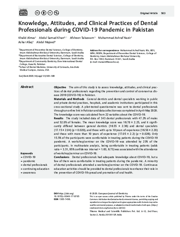 (PDF) Knowledge, Attitudes, and Clinical Practices of Dental ...