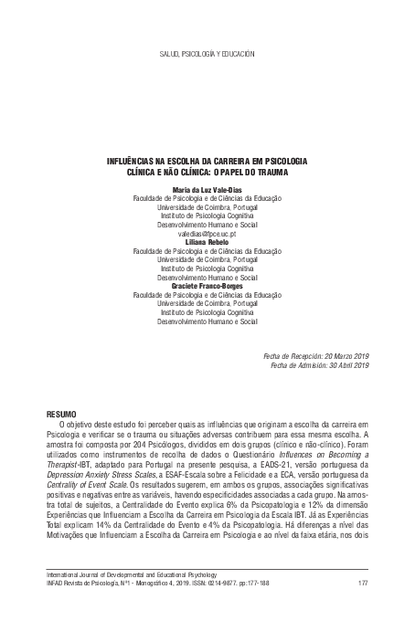 (PDF) Influências na escolha da carreira em psicologia clínica e não ...