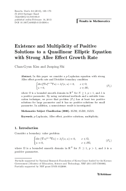 (PDF) Existence and multiplicity of positive solutions for a Dirichlet ...