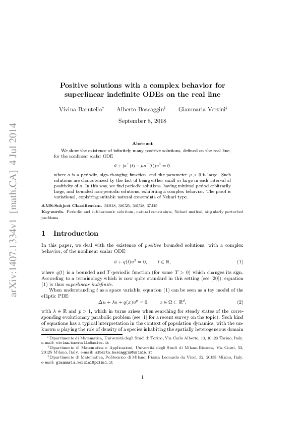 (PDF) Positive solutions with a complex behavior for superlinear ...