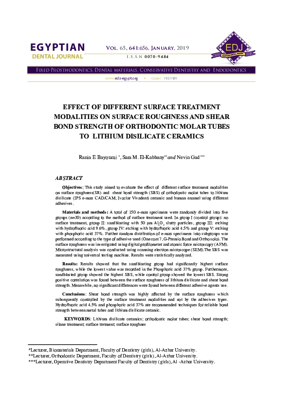 (PDF) Effect of Different Surface Treatment Modalities on Surface ...