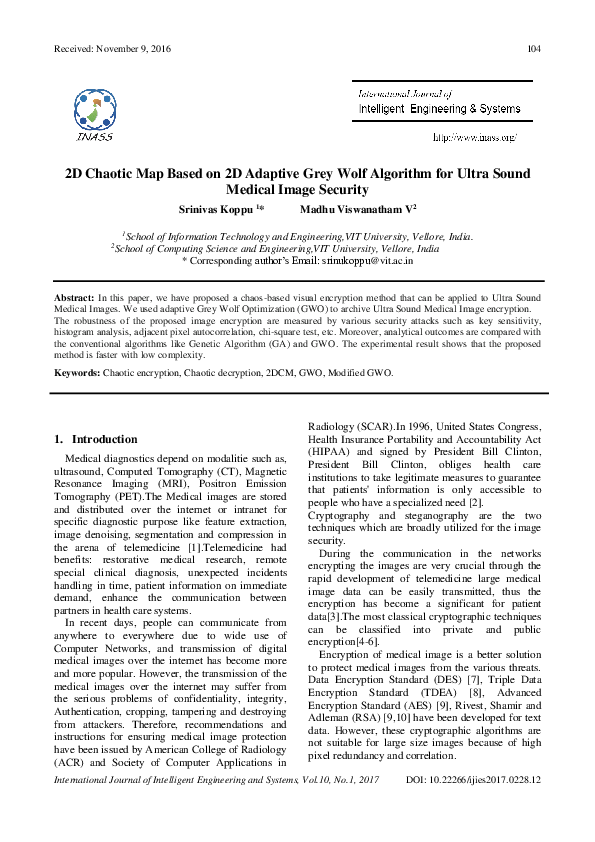 (PDF) 2D Chaotic Map Based on 2D Adaptive Grey Wolf Algorithm for Ultra ...
