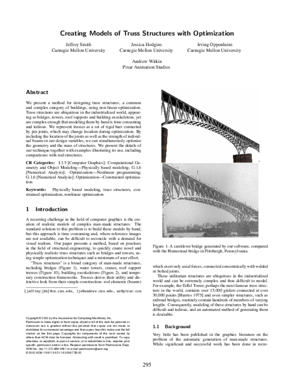 (PDF) Creating models of truss structures with optimization