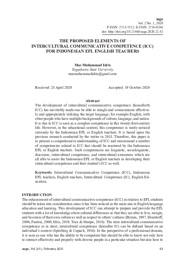 (PDF) The Proposed Elements of Intercultural Communicative Competence ...