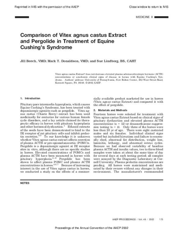 (PDF) Comparison of Vitex agnus castus Extract and Pergolide in ...