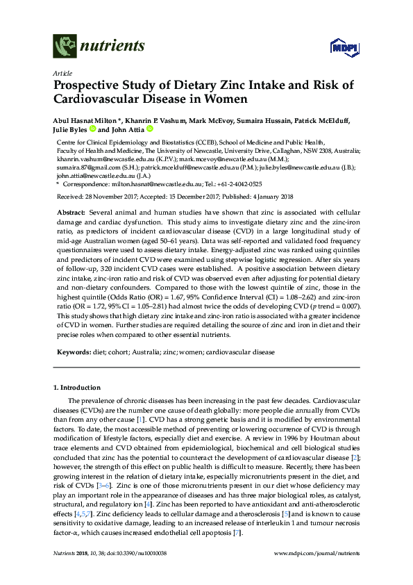 (PDF) Prospective Study of Dietary Zinc Intake and Risk of ...