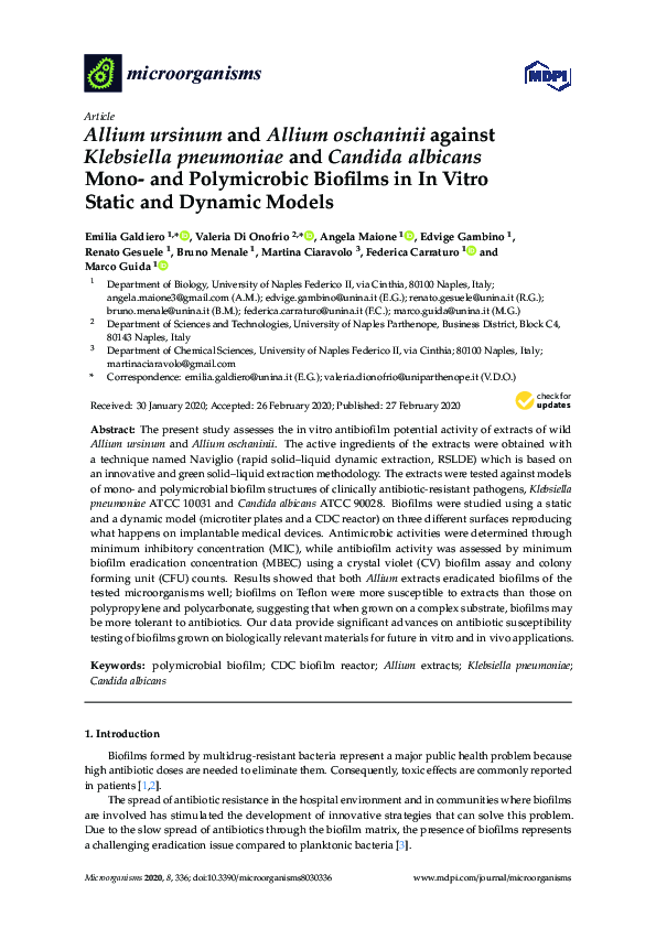 (PDF) Allium ursinum and Allium oschaninii against Klebsiella ...