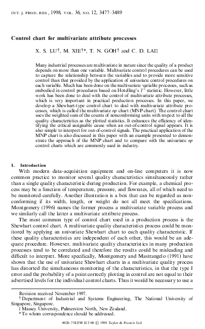 (PDF) Control chart for multivariate attribute processes