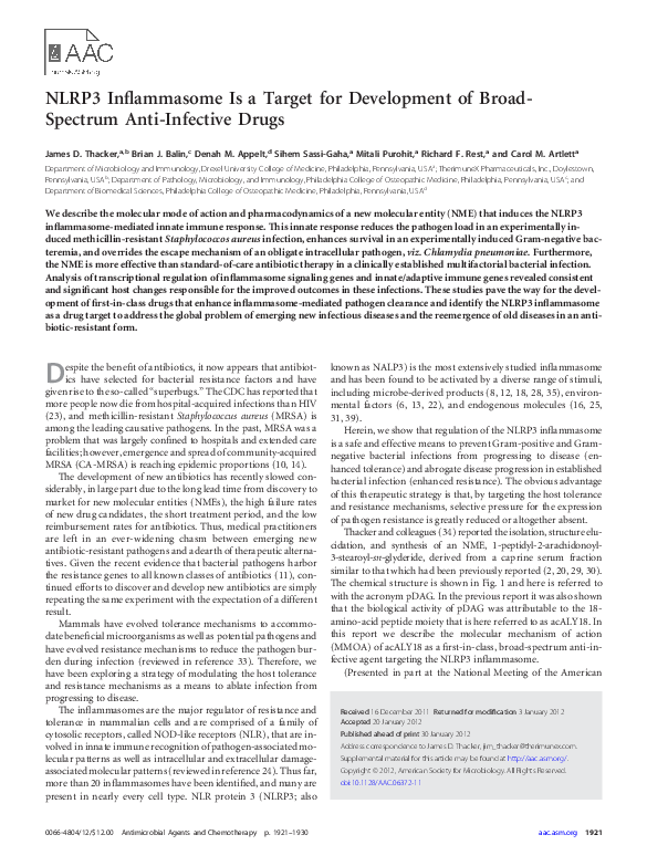 (PDF) NLRP3 Inflammasome Is a Target for Development of Broad-Spectrum ...