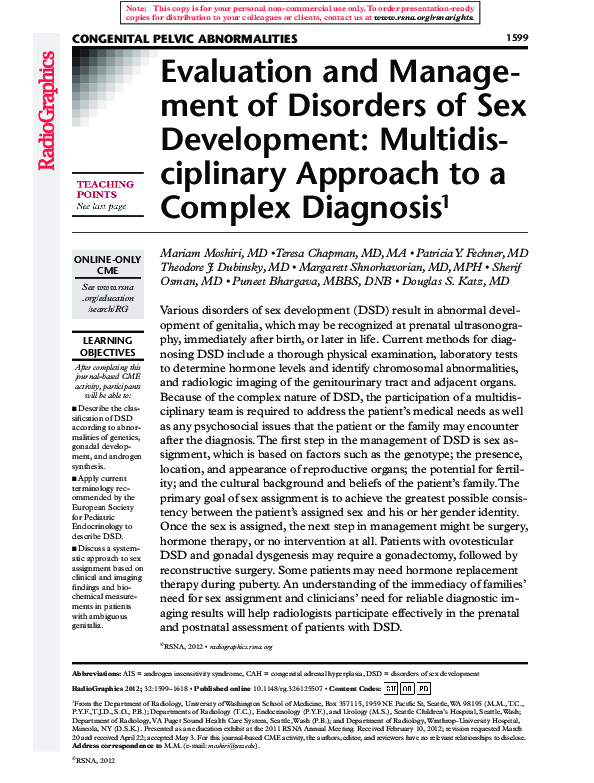 (PDF) Evaluation and Management of Disorders of Sex Development ...