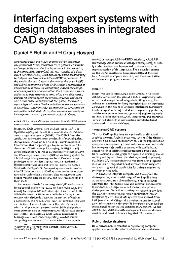 (PDF) Interfacing expert systems with design databases in integrated ...