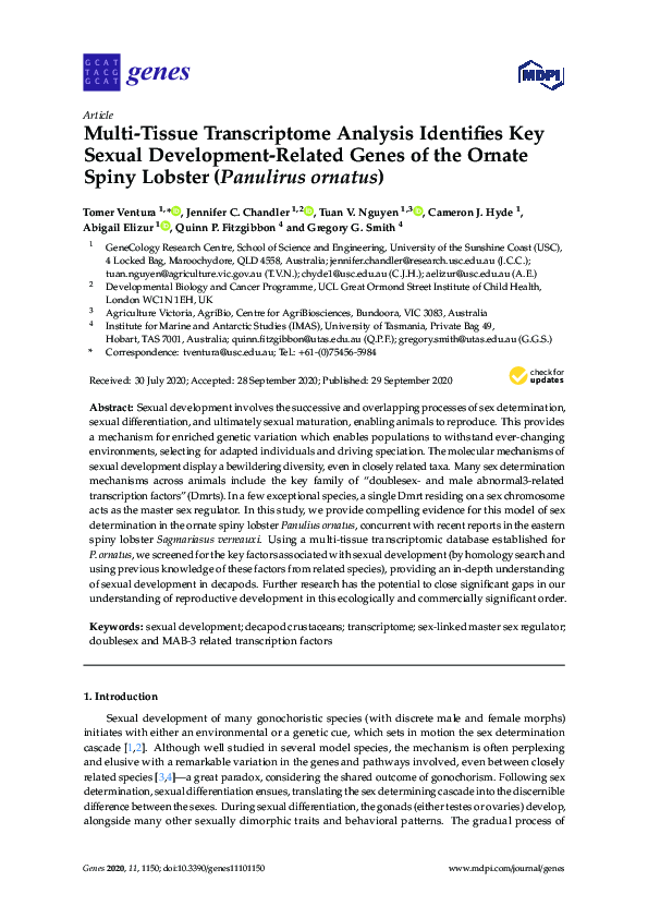 (PDF) Multi-Tissue Transcriptome Analysis Identifies Key Sexual ...
