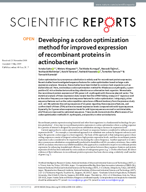 (PDF) Developing a codon optimization method for improved expression of ...