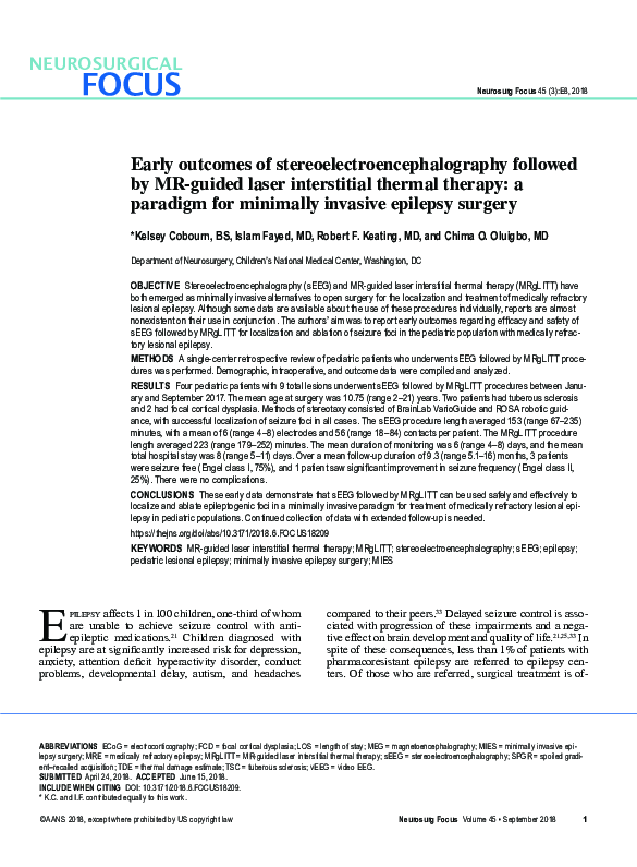 (PDF) Early of stereoelectroencephalography followed by MR