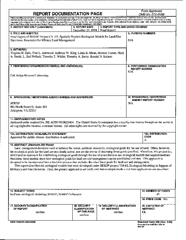(PDF) Spatially Explicit Ecological Models for LandUse Decisions