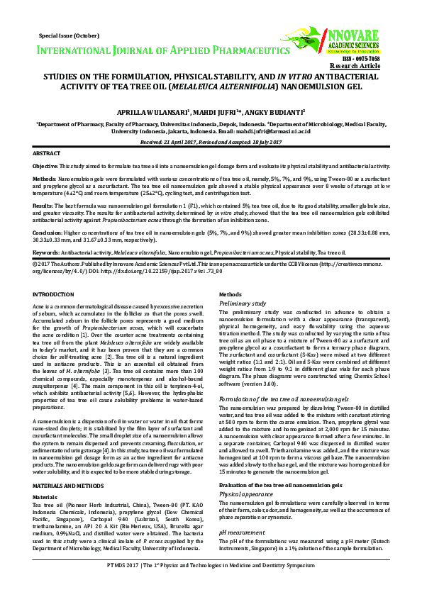 (PDF) Studies on the Formulation, Physical Stability, and in Vitro ...