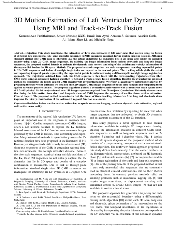 (PDF) 3D Motion Estimation of Left Ventricular Dynamics Using MRI and ...