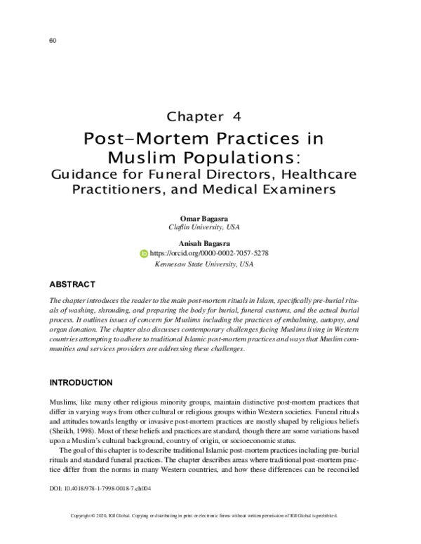 (PDF) Post-Mortem Practices in Muslim Populations