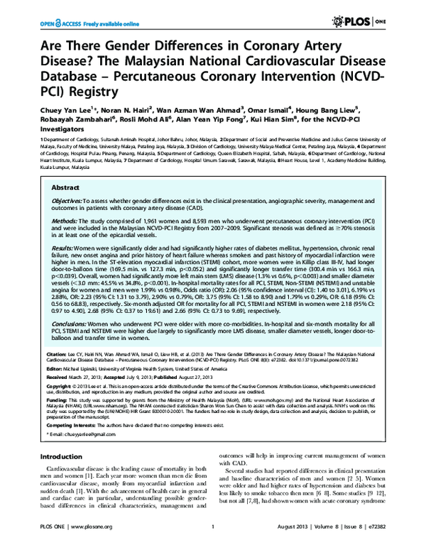 (PDF) Are There Gender Differences in Coronary Artery Disease? The ...