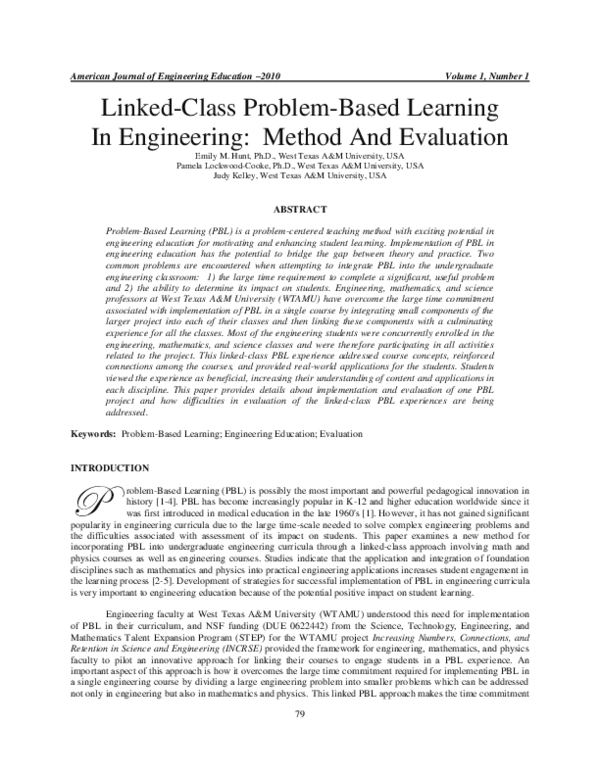 (PDF) Linked-Class Problem-Based Learning In Engineering: Method And ...