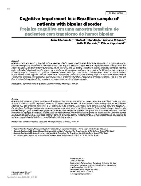 (PDF) Cognitive impairment in a Brazilian sample of patients with ...