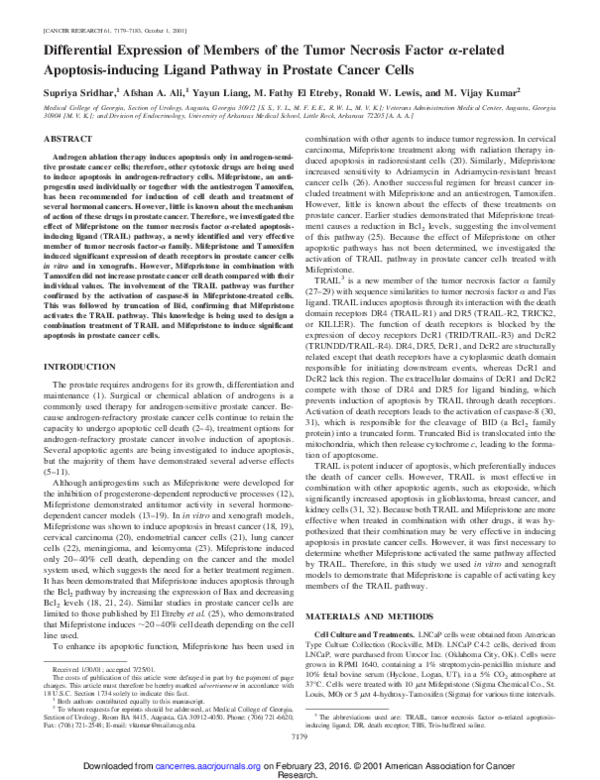 (PDF) Differential expression of members of the tumor necrosis factor ...