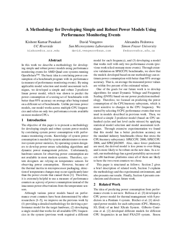 (PDF) A methodology for developing simple and robust power models using ...