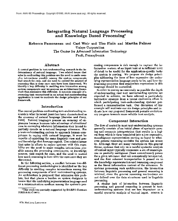 (PDF) Integrating Natural Language Processing and Knowledge Based ...