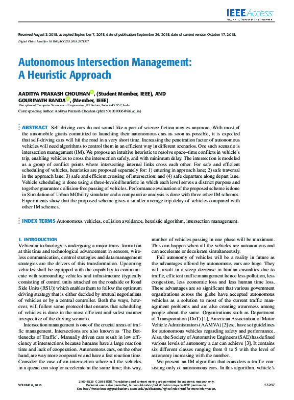 (PDF) Autonomous Intersection Management: A Heuristic Approach
