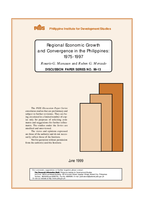 (PDF) Regional Economic Growth and Convergence in the Philippines: 1975 ...