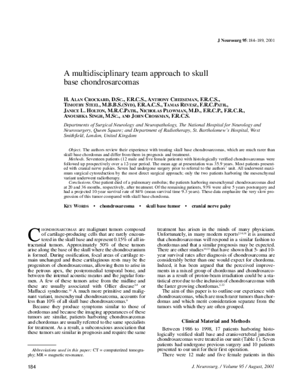 (PDF) A multidisciplinary team approach to skull base chordomas