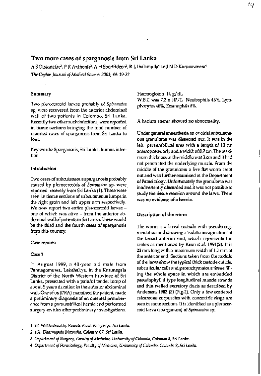 17068583358477308578allepdf Human Sparganosis In Sri Lanka A Case Report And Review Ofhtml