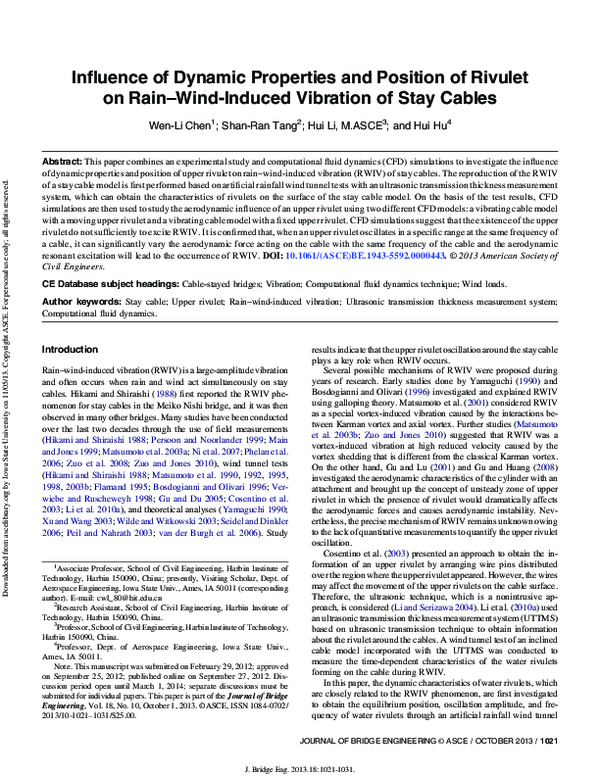 (PDF) Influence of Dynamic Properties and Position of Rivulet on Rain ...