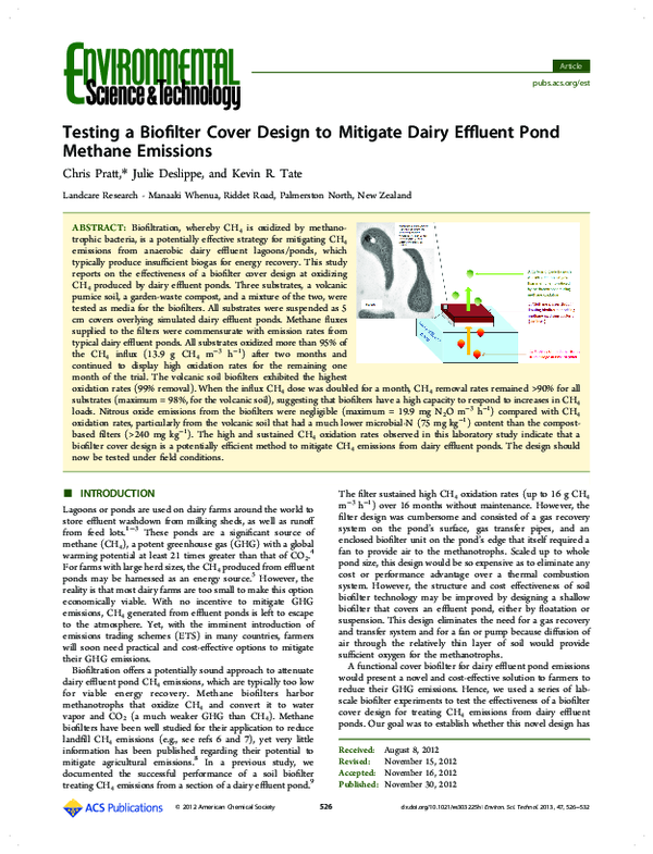 (PDF) Biofilter Design Efficiently Reduces Methane Emissions