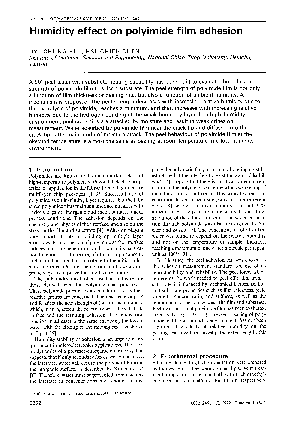 (PDF) Humidity effect on polyimide film adhesion