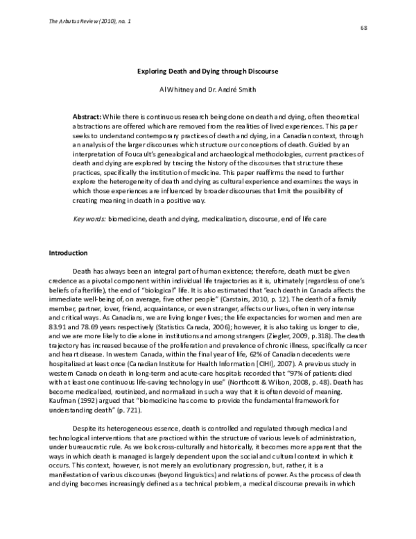 (PDF) Exploring death and dying through discourse