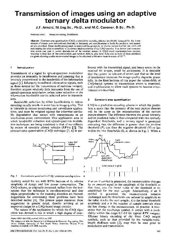 (PDF) Transmission of images using an adaptive ternary delta modulator
