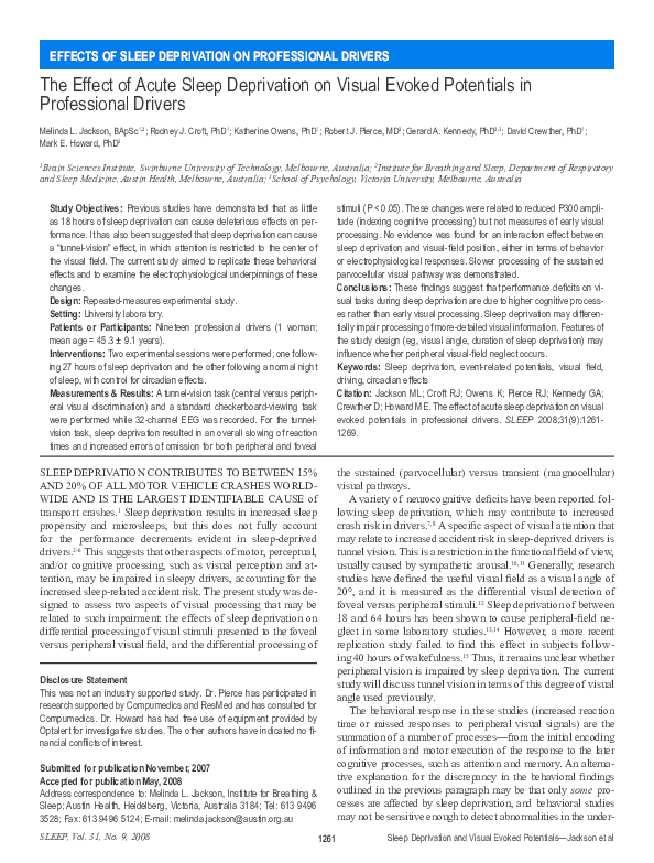 (PDF) The effect of acute sleep deprivation on visual evoked potentials ...