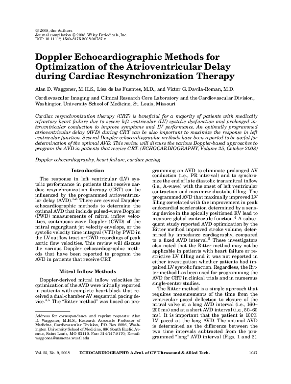 (PDF) Doppler Echocardiographic Methods for Optimization of the ...