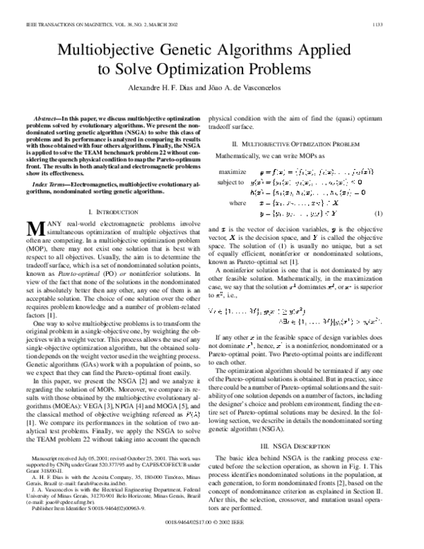 (PDF) Multiobjective genetic algorithms applied to solve optimization ...