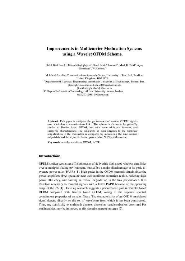 (PDF) Improvements in Multicarrier Modulation Systems Using a Wavelet ...