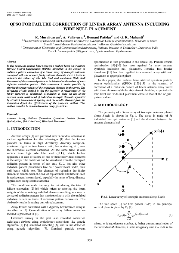 (PDF) Qpso for Failure Correction of Linear Array Antenna Including ...